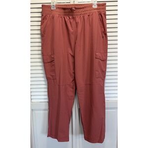 Apana Active Pants Elastic/Cord Band Waist Size XL Terracotta Cargo Lightweight